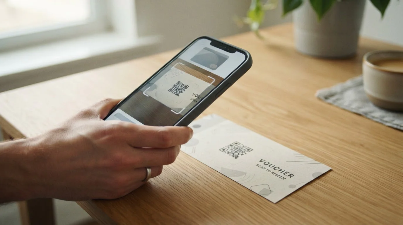 Mobilní telefon s aplikací myPaysafecard skenující QR kód pro rychlý vklad