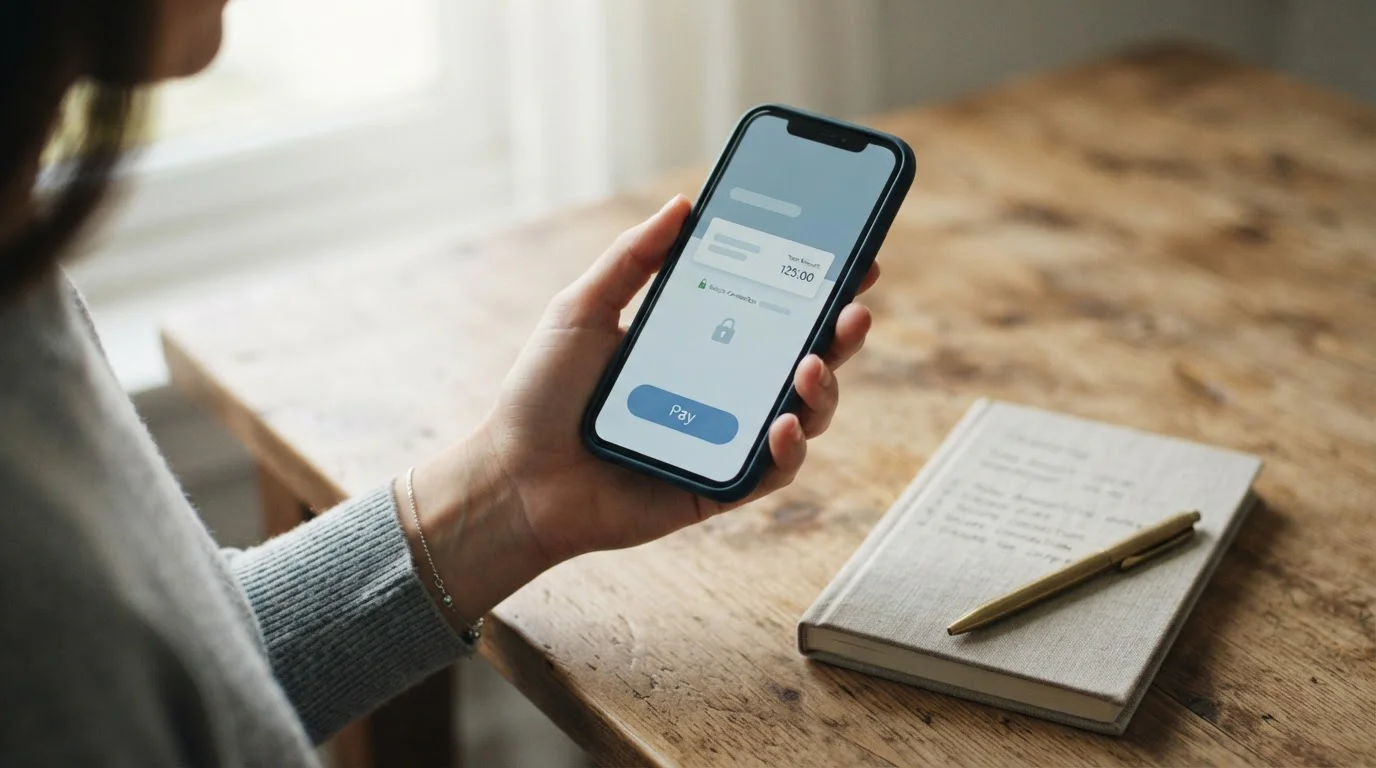 Ruka drží mobilní telefon s otevřenou platební bránou pro vklad do českého online kasina